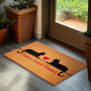 BRUBAKER Paillasson pour Ext&eacute;rieur et Int&eacute;rieur - Home Sweet Home - 45x75 cm Tapis de Propret&eacute; 100% Coco avec Chats - Paillasson Imperm&eacute;able et Antid&eacute;rapant pour Porte de Maison et Terrasse - Marron (BRUBAKER (Der Schnellversender!), neuf)