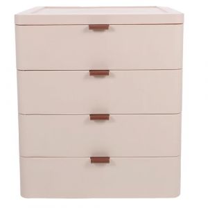 SAFIGLE Organisateur de tiroirs empilables : unit&eacute; de rangement &agrave; 4 tiroirs &ndash; conteneur de bureau pour produits de maquillage et cosm&eacute;tiques &ndash; petit organiseur en plastique pour fournitures de (Grand Di, neuf)