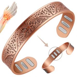 Vicmag Bracelet magn&eacute;tique en cuivre pour homme, 9 aimants puissants (5000 gauss chacun), 99,99 % cuivre pur (arbre de vie) (Vicmag Store, neuf)