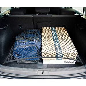 Vicera Filet à bagages 100 x 80 cm • Filet de coffre pour grandes voitures, SUV, break, bus, camping-car, avec crochets massifs, organiseur et sécurité pour le coffre (Vicera, neuf)