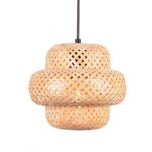 TOKTOP Lustre Suspension Naturelle Bambou Tressé Abat-jour en Rotin Suspendues Luminaire Vintage Pendentif Éclairage de Plafond pour Salon Chambre Cuisine (Arbodary, neuf)