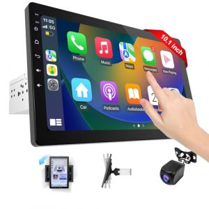 Haudio Autoradio 1 DIN Bluetooth Autoradio Car Play Voiture avec sans Fil carplay & Android Auto,10.1 Rotatif de Pouces HD Écran Tactile,avec caméra de recul 1080P,Navigation GPS,Mirror Link,AUX,FM/AM (Tianshi Global, neuf)