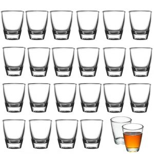 FEADBYT 24 Verres à Shot en Verre, Verre à vin en Forme D'oeuf de 35 ml, Gobelet en Verre dur, Gobelet Direct, Avec Fond épais, Pour Liqueurs, Vodka, Ouzo, Sambuca (FEADBYT, neuf)