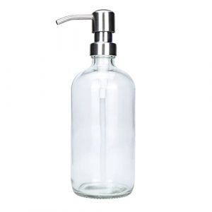 Plomkeest Distributeur de Savon en Verre Transparent &eacute;pais 500 ML avec Pompe en Acier Inoxydable Distributeur de Savon Liquide pour Salle de Bain, d&eacute;cor de Cuisine (plomkeest, neuf)