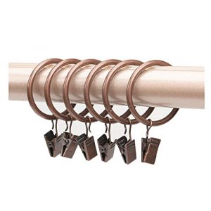 Anawakia Lot de 10 Anneaux de Rideaux avec Pinces Metal Rideau Clips Crochet, Draperie Rideau Clips avec des Anneaux (Le cuivre,Diamètre intérieur 63mm) (Anawakia, neuf)