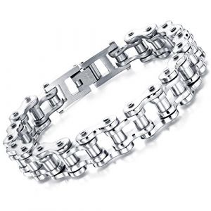 vissen Argent Bracelet Homme Moto Chaine Bijoux Homme Acier Inoxydable R&eacute;glable Cadeau Bijoux (vissen, neuf)