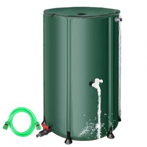 FAMIROSA R&eacute;cup&eacute;rateur d'eau de pluie pliable pour jardin, r&eacute;servoir d'eau, collecteur d'eau de pluie avec couvercle et robinet, protection anti-d&eacute;bordement, r&eacute;sistant aux intemp&eacute;ries, vert, 380 l (HAISILUFEI, neuf)