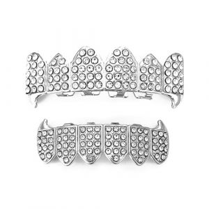 Qiwenr Hip Hop Teeth Barbecue, Hip Hop Grills Dents, Grills Dentaires, avec 2 Barres de Moulage en Silicone, Parfait Pour les Festivals de Musique, D&eacute;fil&eacute;s de Mode, Halloween, F&ecirc;tes, Cosplay (Axinyue, neuf)