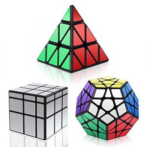 Vdealen Lot de 3 Magiques de la Collection Speed Cube &ndash; Pyraminx, Megaminx, Miroir 3x3x3cm (Argent) (VDEALEN Direct, neuf)