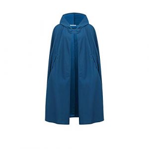 Femme Hiver Automne &Eacute;l&eacute;gant Couleur Unie Longue Cape &agrave; Capuche Poncho Veste Blouson Manteau Tops Longue Robes Chaude (L, Court - Bleu) (JL TECHONLOGY COMPANY, neuf)
