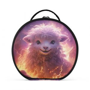 Mouton En Colère Feu Violet Créativité Trousse Sac Cosmétique Circulaire de Maquillage Pochette Sacs avec Cloisons Amovibles pour Voyage Filles (HULAHULA, neuf)