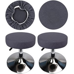 HuaLiSiJi Housse Tabouret Rond 30-40 cm Housse de Tabouret en Tissu Luxueux Rond, Extensible Infroissable Lavable Anti-poussi&egrave;re Doux et Durable (2, Gris) (HuaLiSiJi, neuf)
