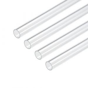 sourcing map Acrylique Tuyau Transparent Rigide Rond Tube 15mm ID 18mm OD 10" pour Lampes et Lanternes, Eau refroidisement Système 4pcs (Weisser Berg, neuf)