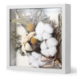 Chumix Cadre 3D Profond 20x20 cm Cadre Photo Vitrine 3D Cadre Bo&icirc;te en Bois Cadre d'Objet Carr&eacute;e, Cadre Profond avec Vitre pour Objet pour DIY de Bouquets, Sp&eacute;cimens, Coquillages (Blanc) (Novastream Kanalas Kft., neuf)