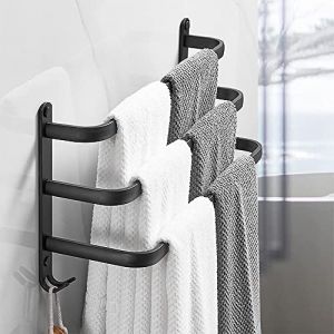 Serviette Salle de Bain, Porte Serviette Murale, Porte Serviette sur Pied Accessoire Salle de Bain, Porte Serviette Salle de Bain sans Percage-50 * 24 * 14.4cm-3 Couches-Noir (Hechheu, neuf)