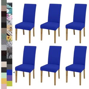 SUKAIKEQA élastique, Housse de Chaise Haute, Housse de Chaise de Bureau (Lot de 4/6/8 pièces avec Dossier) pour Le Salon, la Cuisine, la fête et l'hôtel. (6, Bleu Saphir) (SUKAIKEQA, neuf)