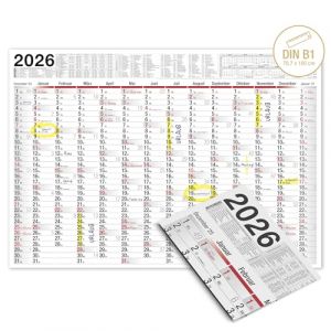 TOBJA Grand calendrier mural 2026 avec jours f&eacute;ri&eacute;s et vacances allemandes, AT - Calendrier annuel 2026 - 100 x 70 cm - Calendrier mural XXL pli&eacute; - Calendrier de qualit&eacute; sup&eacute;rieure [1 pi&egrave;ce pli&eacute;e] (JATOB GmbH, neuf)