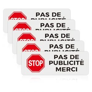 Acuxiaza 5 Pièces Pas de Publicité Merci 85x30 mm Panneau Aluminium Brossé Plaque Boite aux Lettre, Adhésif, Stop Pas de Publicité (Zhiyukeji, neuf)