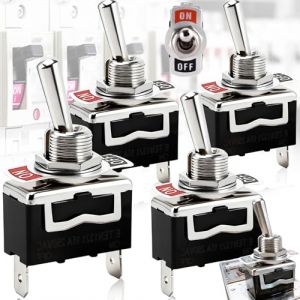 Benaton 4 Pi&egrave;ces Interrupteur &agrave; bascule en M&eacute;tal Contacts Argent&eacute;s, Interrupteur &agrave; levier 15 A 12 V CC / 15 A 24 V CC / 15 A 125 V CA SPST ON/OFF 2 Broches 2 Positions pour Voiture(Noir) (Benaton, neuf)