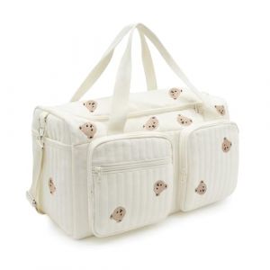 PinDaito Grand Sac &agrave; Langer Bebe et Sac de Maternit&eacute;, 48 &times; 22 &times; 26 cm, Sac B&eacute;b&eacute; en Coton avec Broderie, Mommy Bag pour D&eacute;placements, H&ocirc;pital Accouchement, Voyages et Poussette (Pinto Daito, neuf)