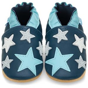 Chaussures B&eacute;b&eacute; - Chaussons B&eacute;b&eacute; Cuir Souple - Etoiles Bleues - 2-3 Ans (Juicy Bumbles, neuf)