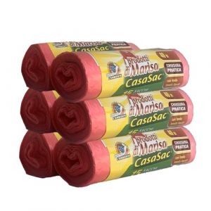 CSC - Sac Poubelle 40L pour Poubelle Sous Évier avec Poignées, 90 Pièces, 55x65cm, Sac Tri Sélectif Intérieur Anti-Goutte et Anti-Perforation, Sacs à Déchets Résistants, 6 Rouleaux, Rose (C.S.C. SOC. COOP., neuf)