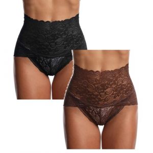 G&eacute;n&eacute;rique 1/2PCS Culotte Femme Ventre Plat Sexy Dentelle Maille Transparente Femmes sous-V&ecirc;tements Grande Taille Taille Haute Culotte Culotte String Gainante Ventre Plat Culottes Sculptantes (SUNNSEAN, neuf)