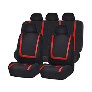 Housse de Si&egrave;ge de Voiture Confortable Protecteurs de Si&egrave;ge Antipoussi&egrave;re Pad Couverture Universel Housses de Si&egrave;ge Complet pour V&eacute;hicule Voitures,Rouge Noir,2 * Places Avant + 3 * Places Arri&egrave;re (Godgets, neuf)