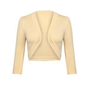 Gyabnw Veste Bol&eacute;ro Courte Femme Cardigan &Eacute;l&eacute;gant Manches 34 Haut pour C&eacute;r&eacute;monie Mariage Robe de Soir&eacute;e Gilet Chic de Tenue Classique (LanLaiShang-EU, neuf)