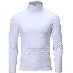 Homme T-Shirt Thermique Manches Longues Haut Thermique Hiver Pull Chaud Maillot de Corps sous-Vêtement de Détente Chemise à Col Roulé Top Sport Sweat Homme M-3XL (SUNNSEAN, neuf)