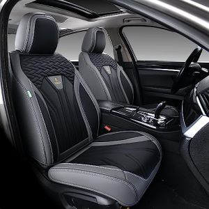 FLORICH Housses de siège en Cuir, Housses de siège Avant 2 pièces, Protections de siège Auto 5 sièges, Housses de siège Auto-Universel pour Convient à la Plupart des Voitures, SUV, camions (Coverado, neuf)