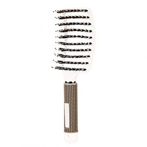 Brosse &agrave; Cheveux en Poils de Sanglier Anti-N&oelig;ud Pour styling et D&eacute;m&ecirc;ler Les Cheveux Longs,Epais,Fins,Fris&eacute;s Et Emm&ecirc;l&eacute;s Brosse-Araign&eacute;e,Brosse &agrave; cheveux,brosse d&eacute;m&ecirc;lante en poils de nylon (blanc) (Dinglong, neuf)