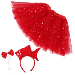 Healvian Serre-tête Poisson Et Jupe Ensemble Déguisement Poisson Pour Garçon Fille Thème Animaux Marins Bandeau Peluche Costume Halloween (Le Sengyu, neuf)