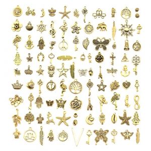 PAITOK Lot de 100 breloques r&eacute;tro en alliage pour fabrication de bijoux, bracelets, colliers, boucles d'oreilles, loisirs cr&eacute;atifs, M&eacute;tal (Huibang-Store, neuf)