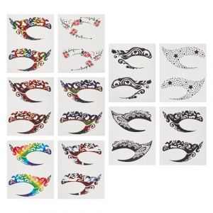 NICENEEDED 10 PCS Autocollants de Tatouage Temporaire pour les Yeux, Décalcomanies de Transfert de Maquillage pour les Yeux de Mascarade, Autocollant Eyeliner Fard à Paupières Imperméable (Niceneeded FR, neuf)