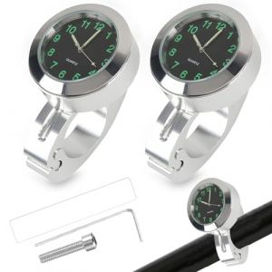 YeahBoom Lot de 2 horloges de moto étanches pour guidon, horloge de vélo, horloge de guidon de moto, horloge de vélo pour guidon, montres de moto, support de guidon pour motos, véhicules électriques (ShunJie, neuf)