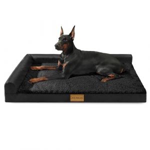 Jolibean Panier Grande Taille Chien Orthop&eacute;dique, Lit Matelas Chien en Forme L, Coussin D&eacute;houssable Lavable en Machine, Tapis Matelas Moelleux, houssable Imperm&eacute;able, Base antid&eacute;rapante, 91x61cm, Noir (Jolibean, neuf)
