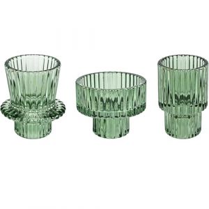Lot Bougeoirs en Verre pour D&eacute;coration de Table, Bougies Chauffe-Plat en Cristal pour Maison,D&icirc;ner, F&ecirc;te de Mariage,Festival (3, Vert) (Powomuge, neuf)