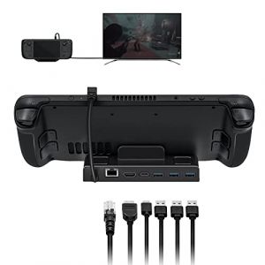 Mcbazel 6 en 1 Docking Station Accueil Compatible avec Steam Deck/ROG Ally/Legion Go/MSI Claw/Switch OLED, avec HDMI2.0 4K@60Hz, USB 3.0 Port, 100W Charge Rapide-Noir (InniSpec, neuf)