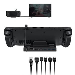 Mcbazel 6 in 1 Station d'accueil Steam Deck/ROG ALLYavec Port LAN RJ45/HDMI 4K/Ethernet/Chargement PD de Type C/Transfert de données de Port USB3.0 pour Steam Deck/Switch OLED/ROG Ally - Noir (InniSpec, neuf)