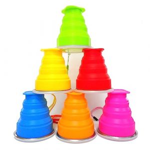 6 Pièces Verre Pliable, Silice Gobelet Pliable, Réutilisable Gobelet Retractable, Tasse Pliable avec Couvercle, Mug Pliable Convient pour Lextérieur Voyages Pique Nique Camping Randonnée (6 Couleurs) (fuyinkeji, neuf)