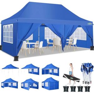COBIZI Tonnelle 3x6 avec Barre de Verrouillage Améliorée, Barnum Pliant 3x6 imperméable UPF 50+, Tonnelle Pliante pour Mariage, Marché, Jardin, Fête, 3 Hauteurs Réglables,6 Parois Latérales (Dantongcanopy, neuf)