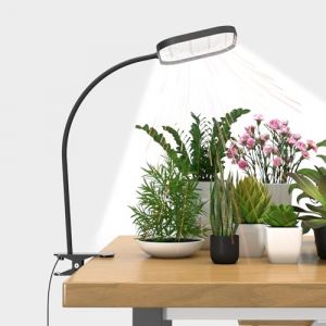 Mojimdo 24W Lampe de Croissance 336 LED à Spectre Complet, 5 Niveaux de Luminosité, Minuterie Automatique, Étanchéité et Flexibilité pour Plantes d'Intérieur, Hydroponie (Adaptateur Inclus) (Buybuy-FR, neuf)