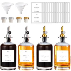 TEGOVE 4pcs Bouteille Huile Olive avec Bec Verseur,Distributeur d'huile 500ml,Bouteille d'huile et Vinaigre pour la Cuisine,Bouteille D'huile en Verre,Distributeur Automatique D'huile et de Vinaigre (RAMO DRAGON SHOP S.R.L., neuf)