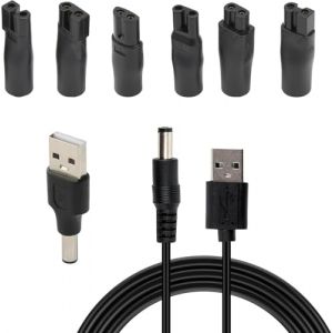 Chargeur de Rasoir 5V Universel,Kit d'Adaptateur d'alimentation Polyvalent avec 7 Embouts Connecteurs - Compatible avec la Plupart des Marques,Convient également pour Lampe de Bureau, l'audio (XiangFengYu, neuf)