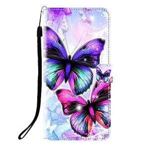 Sunrive Coque Compatible avec Wiko Power U10, Housse Mignon &Eacute;tui avec Fonction de Support Etui Protecteur Protection Portefeuille Cas Magn&eacute;tique PU Cuir(Q Papillon)+Stylet OFFERTS (sunrive, neuf)