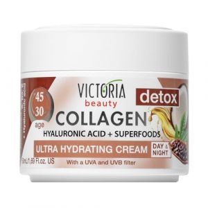 Victoria Beauty Cr&egrave;me au collag&egrave;ne &agrave; l'acide hyaluronique, cr&egrave;me anti-&acirc;ge &agrave; l'acide hyaluronique pour le visage avec collag&egrave;ne, superaliments et niacinamide, cr&egrave;me hydratante contre les rides, 50 ml (Nikilko2017, neuf)
