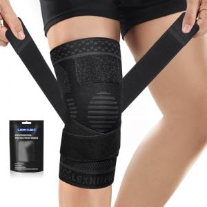 Lexniush Genouill&egrave;re Sport, R&eacute;glable Genouillere Arthrose Genou pour Homme et Femme, Genouill&egrave;re de Compression Pour Ligamentaire,Arthrite,D&eacute;chirures du M&eacute;nisque,Soulagement Douleurs Genou, Course, M (Lexniush-uk, neuf)