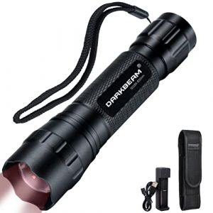 DARKBEAM Lampe Torche IR 850nm LED Lampe de Poche Infrarouge, Travailler avec l'équipement de Vision Nocturne, Puissant Invisible Lumière Rechargeable pour chasse, observation, sauvetage, avec piles (DARKBEAM, neuf)