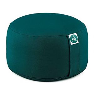 Present Mind Coussin de Méditation Rond - Coussin Yoga Haut - Coussin Méditation 100% Naturel - Zafu - Fabriqué dans l’UE - Housse Lavable - Couleur : Vert Émeraude - Hauteur : 20 cm (On Time Fox, neuf)
